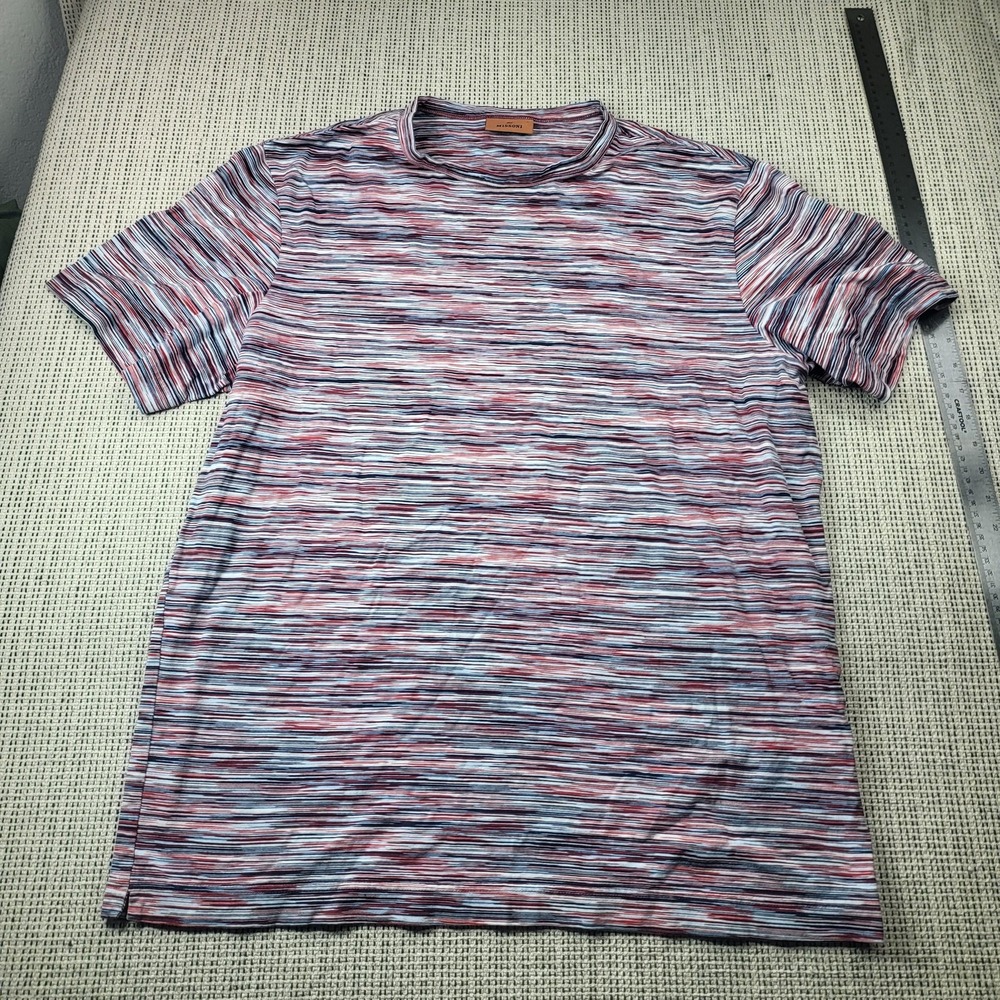 Missoni Shirt Mens XL Multicolor Stripe Crewneck Short Sleeve Jersey Tee Casual